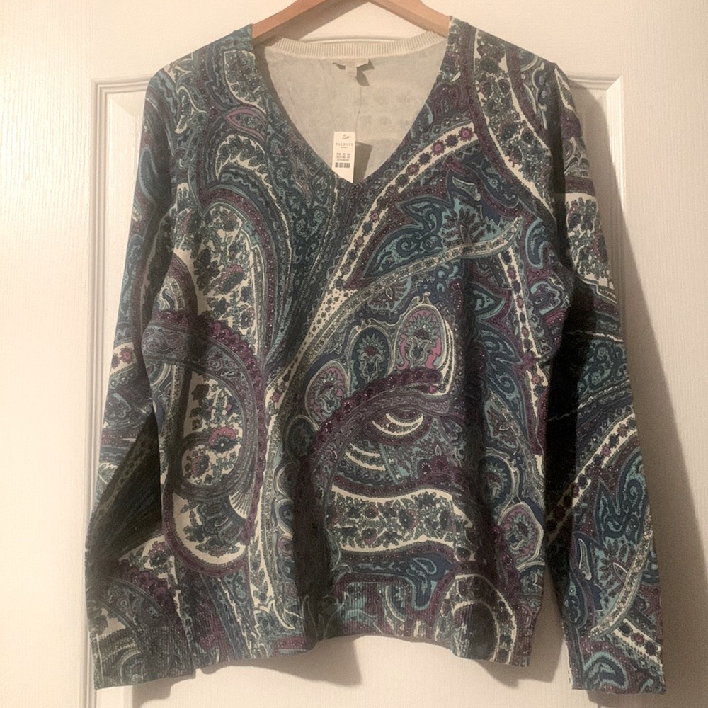 NWT Ladies Talbot Paisley Sweater